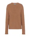 Prada Cashmere Crew-neck Sweater In Camel Brown