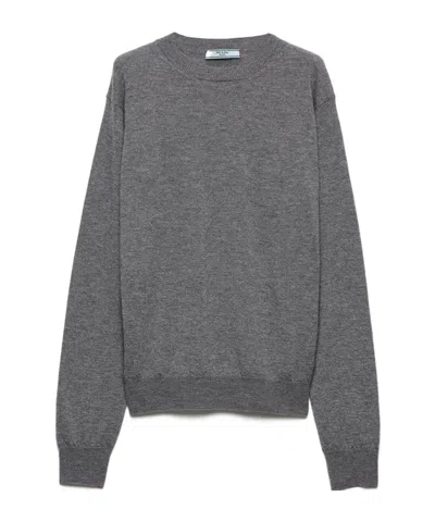 Prada Cashmere Crew-neck Sweater In Gray