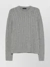 Prada Cashmere Crew Neck Sweater In Gray