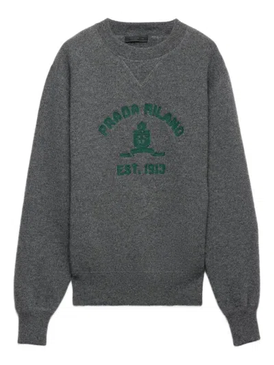 PRADA INTARSIA-LOGO RAGLAN SWEATER