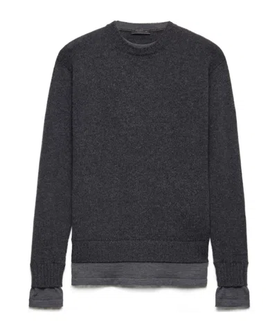 Prada Cashmere Crew-neck Sweater In Gray