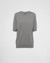Prada Superfine Cashmere Knit Shirt In Grey