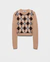 Prada Cashmere Sweater With Geometric Pattern In Neutral