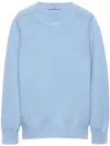 Prada Ribbed Wool Knit Sweater With Crew Neck In Clear Blue