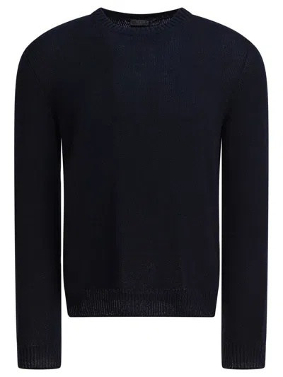 Prada Cashmere Crewneck Knitwear In Blue