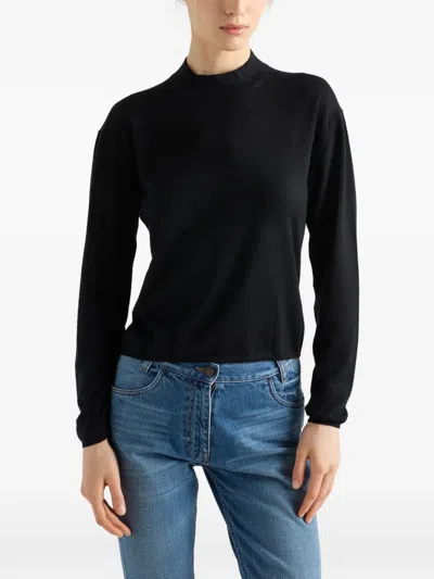 Prada Cashmere Crew-neck Sweater In Black