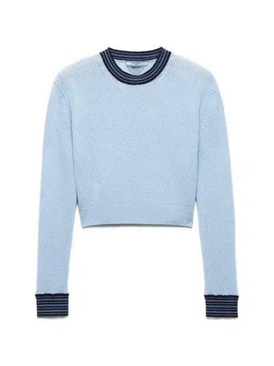 Prada Cashmere Crew-neck Sweater In Blue