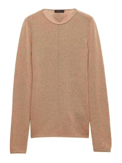 Prada Cashmere Crew-neck Sweater In Brown