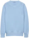 Prada Ribbed Wool Knit Sweater With Crew Neck In Clear Blue