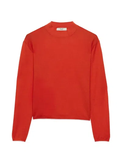 Prada Cashmere Crew-neck Sweater In Red