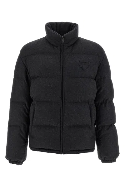 Prada Cashmere Down Jacket In Black