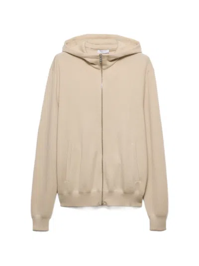 Prada Cashmere Hoodie Cardigan In Neutral