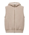 Prada Cashmere Hoodie Vest In Desert Beige