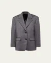 Prada Single-breasted Cashmere Jacket In Grigio
