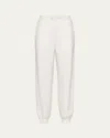 Prada Cashmere Jogger Pants With Logo Detail In Bianco
