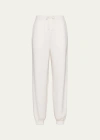 Prada Cashmere Jogger Pants With Logo Detail In F0009 Bianco
