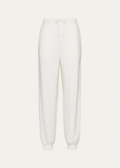 Prada Cashmere Jogger Pants With Logo Detail In F0009 Bianco