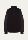 PRADA CASHMERE KNIT BOMBER JACKET WITH NYLON SLEEVES