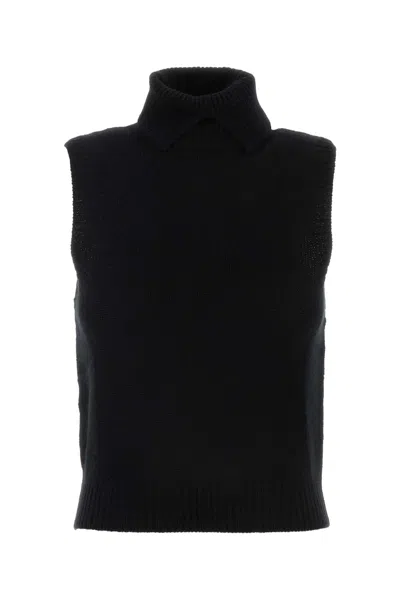 Prada Cashmere Knit Vest In Black