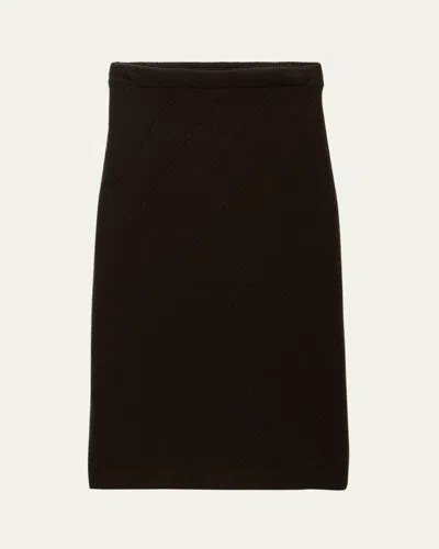 Prada Diamond-pattern Midi Skirt In Black