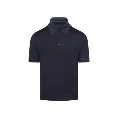 Prada Cashmere Polo For Men In Blue