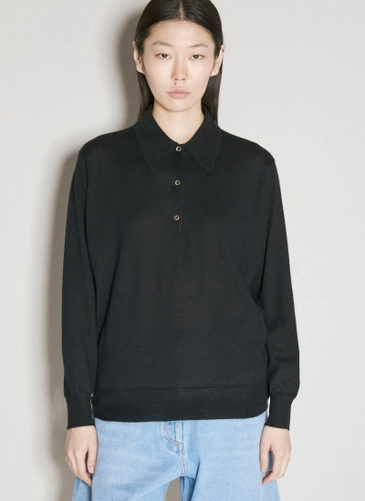 Prada Cashmere Polo Sweater In Black