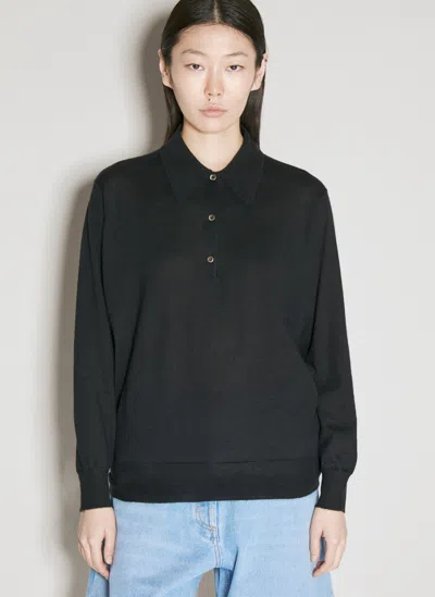 Prada Cashmere Polo Jumper In Black