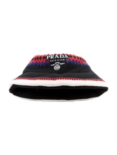 Pre-owned Prada Cashmere Printed Bucket Hat W/tags In White