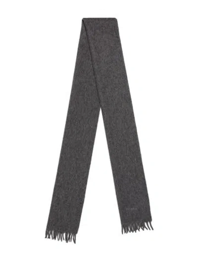 Pre-owned Prada Cashmere Printed Scarf W/ Tags In Gray