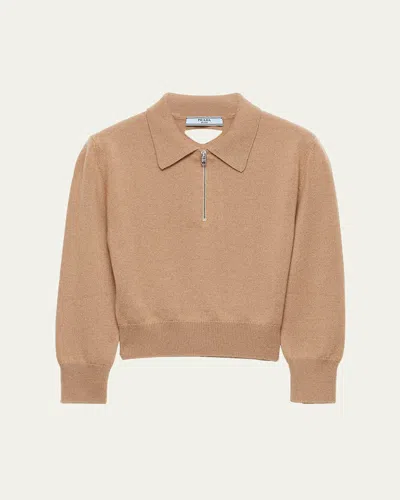 PRADA CASHMERE QUARTER-ZIP CROP SWEATER