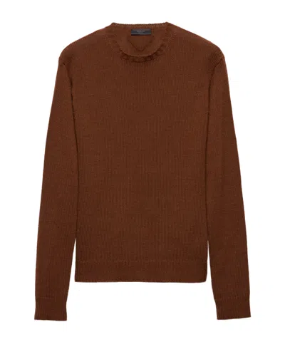 Prada Cashmere Round-neck Sweater In Brown