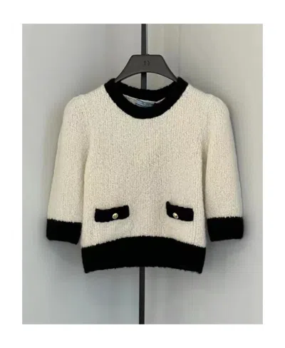 Prada Cashmere Round Neck Sweater In Nude
