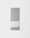 Prada Logo-triangle Fringed Cashmere Scarf In Gray