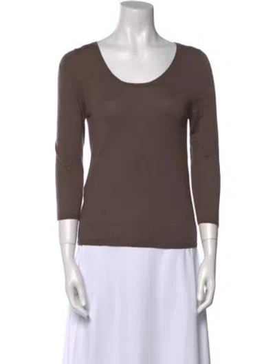 Pre-owned Prada Cashmere Scoop Neck Sweater In Brown