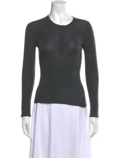 Pre-owned Prada Cashmere Scoop Neck Sweater In Gray