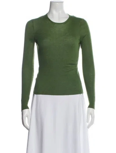Pre-owned Prada Cashmere Scoop Neck Sweater In Green