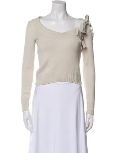 Pre-owned Prada Cashmere Scoop Neck Sweater In Neutral