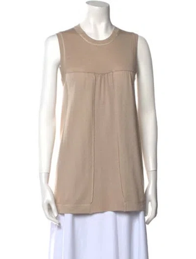 Pre-owned Prada Cashmere Scoop Neck Top In Neutral