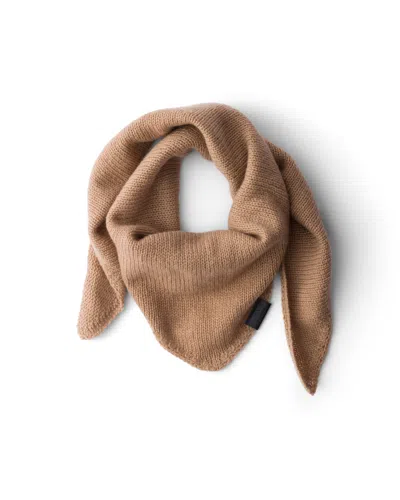 Prada Cashmere Shawl In Camel Brown