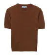 Prada Womens Brown Short-sleeve Knitted Cashmere Jumper In Brown