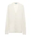 Prada V-neck Superfine Cashmere Cardigan In Nude