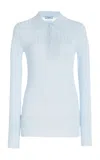 Prada Cashmere-silk Polo Shirt In Blue