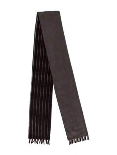 Pre-owned Prada Cashmere Striped Scarf In Brown