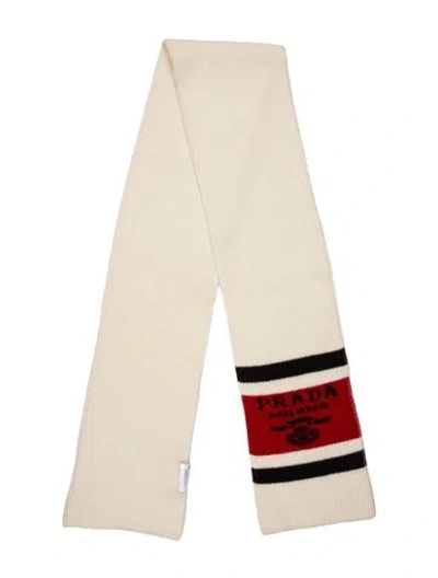 Pre-owned Prada Cashmere Striped Scarf In Neutral