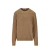Prada Textured Cable Knit Sweater In Brown