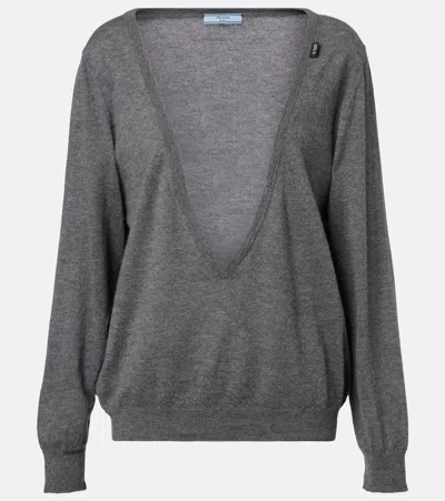 Prada Cashmere Sweater In Gray