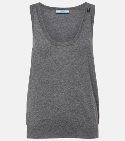 Prada Cashmere Sweater Vest In Gray