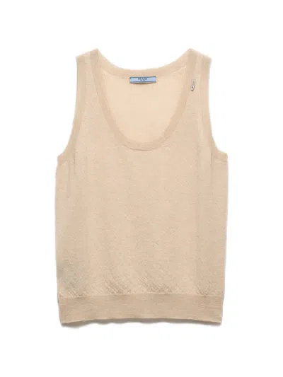 Prada Cashmere Tank Top In Brown