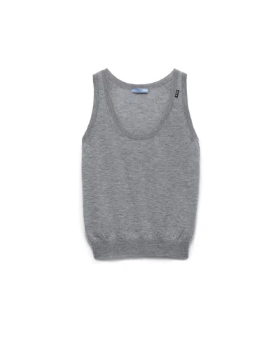 Prada Cashmere Tank Top In Gray