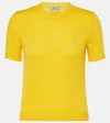 Prada Short-sleeve Cashmere Sweater In Yellow